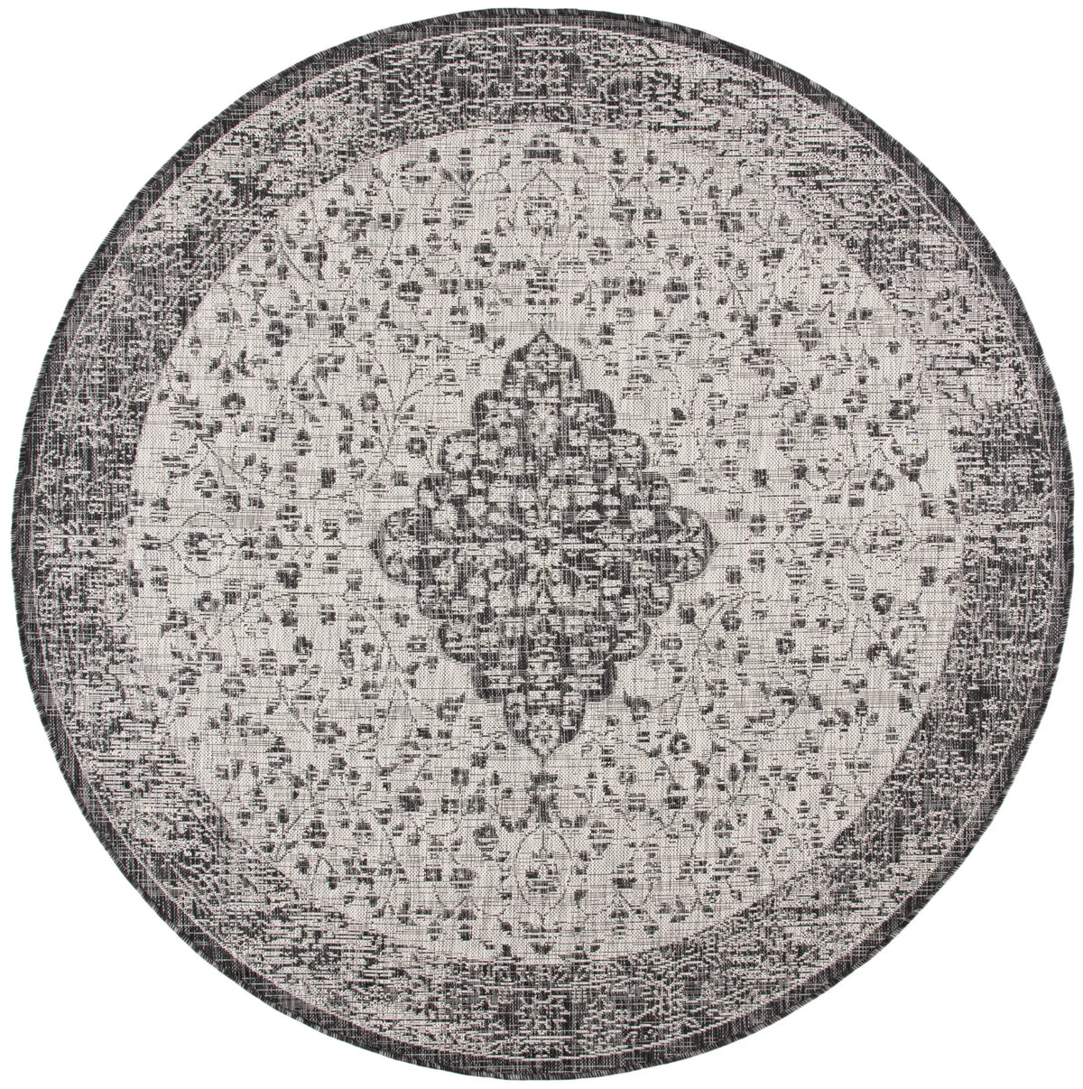 Safavieh Courtyard 6'-7" x 6'-7" Rug in Black / Grey