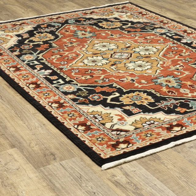 Oriental Weavers Sphinx Lilihan 4929A Black/ Red Rugs - angle detail