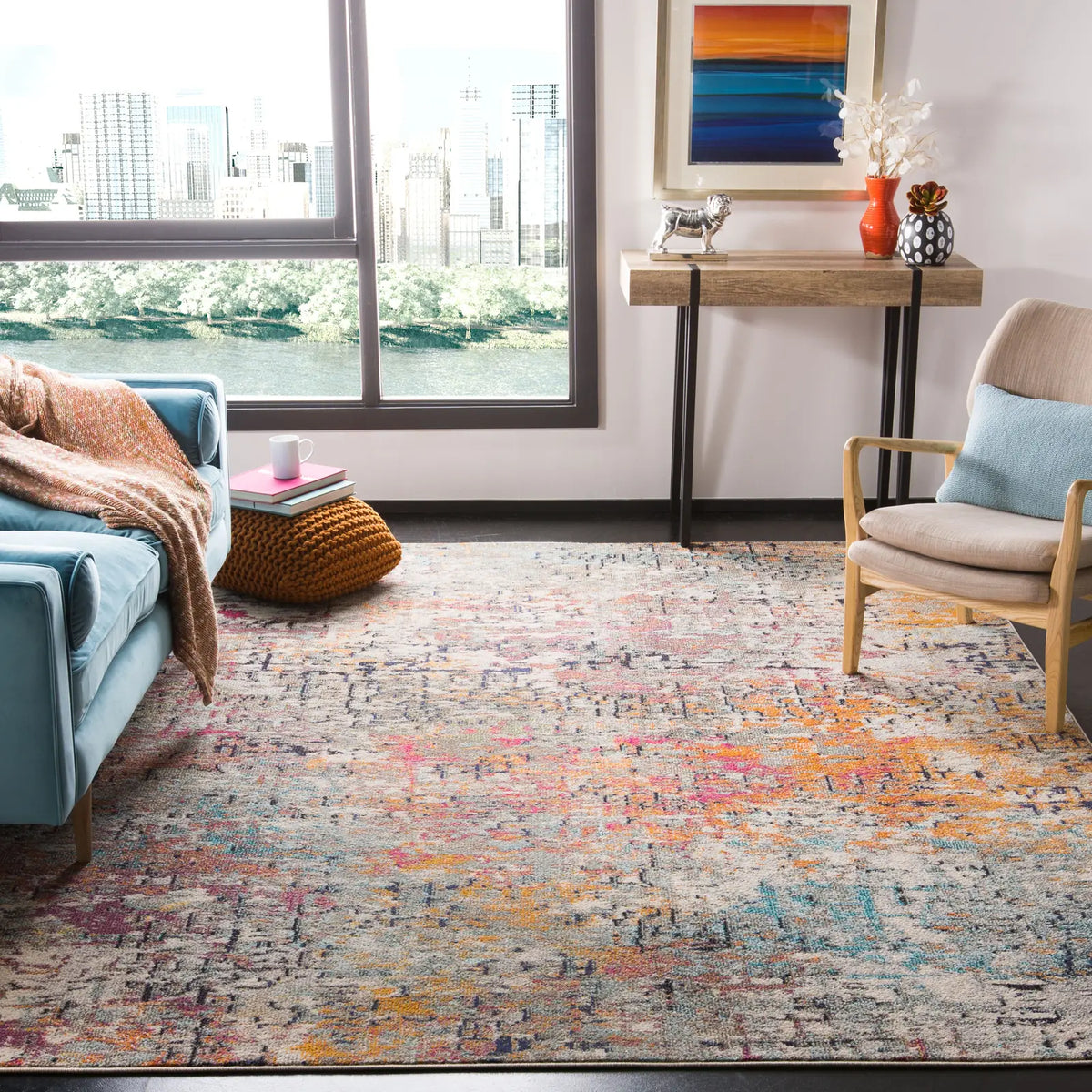 Safavieh Madison 10'-0" x 14'-0" Rug in Grey / Pink