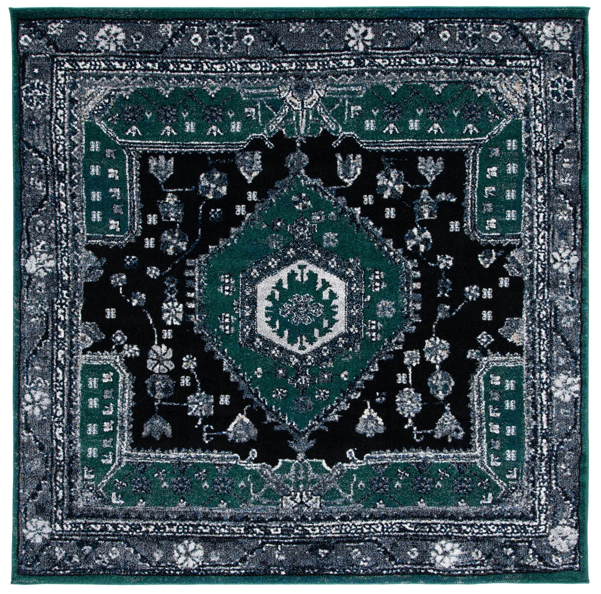 Safavieh Vintage Hamadan 6'-7" x 6'-7" Rug in Green / Black