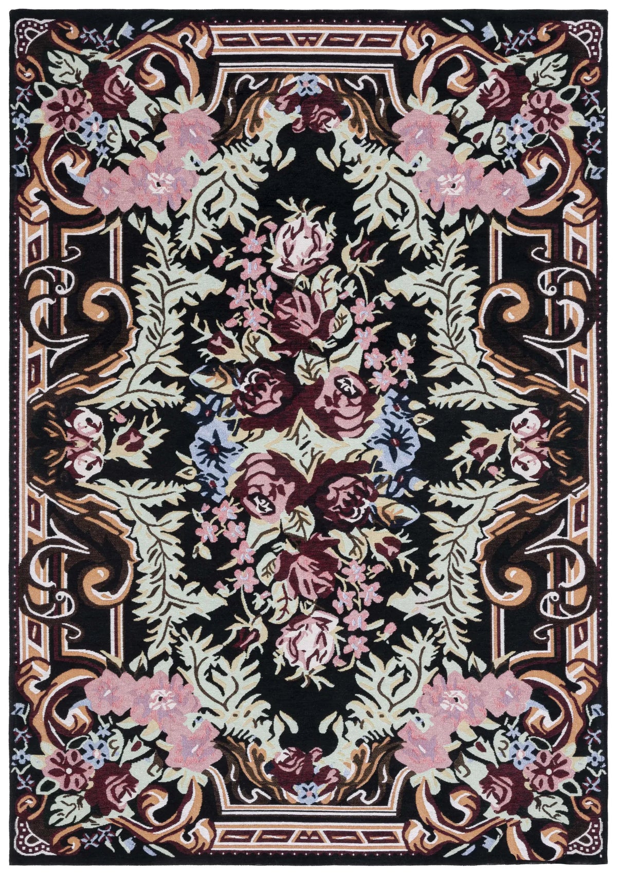 Safavieh Easy Care 4'-0" x 6'-0" Rug in Black / Pink