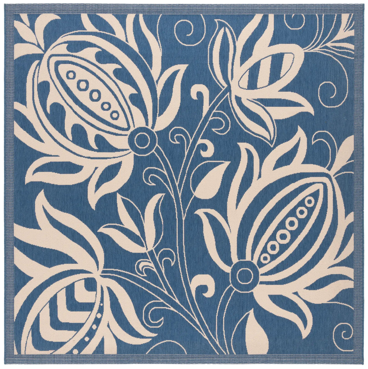 Safavieh Courtyard 7'-10" x 7'-10" Rug in Blue / Natural
