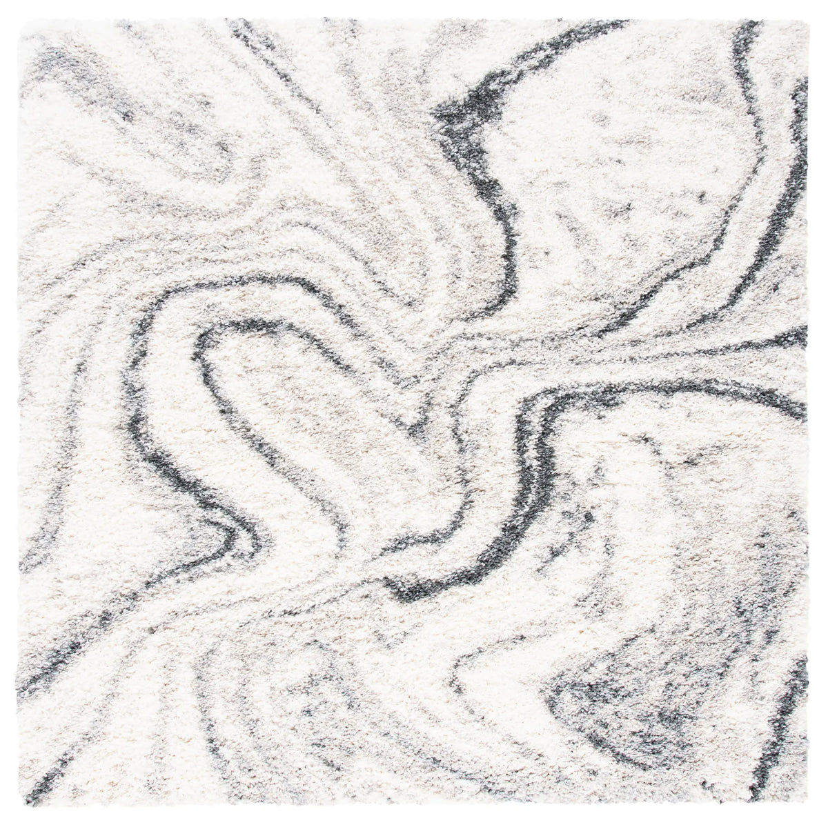 Safavieh Fontana Shag 800 6'-7" x 6'-7" Rug in Ivory / Grey