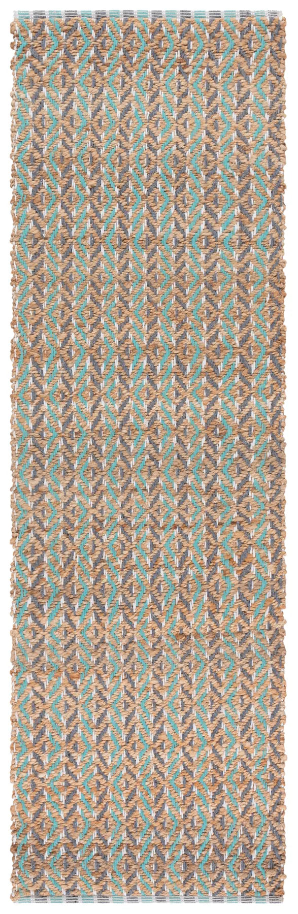 Safavieh Natural Fiber 2'-3" x 8'-0" Rug in Natural / Teal