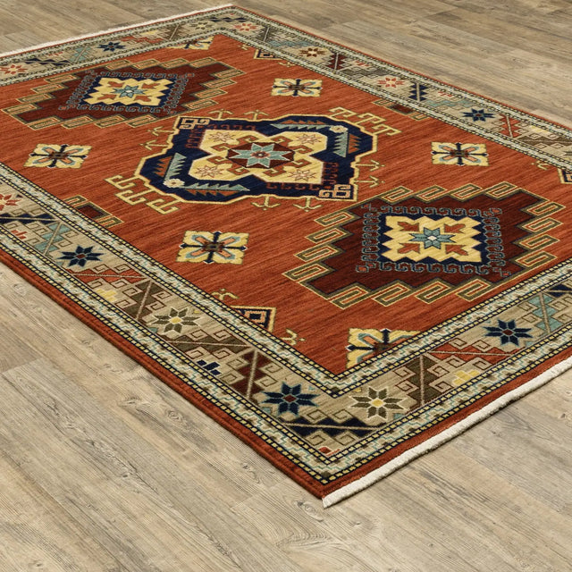 Oriental Weavers Sphinx Lilihan 5504P Red/ Multi Rugs - angle detail