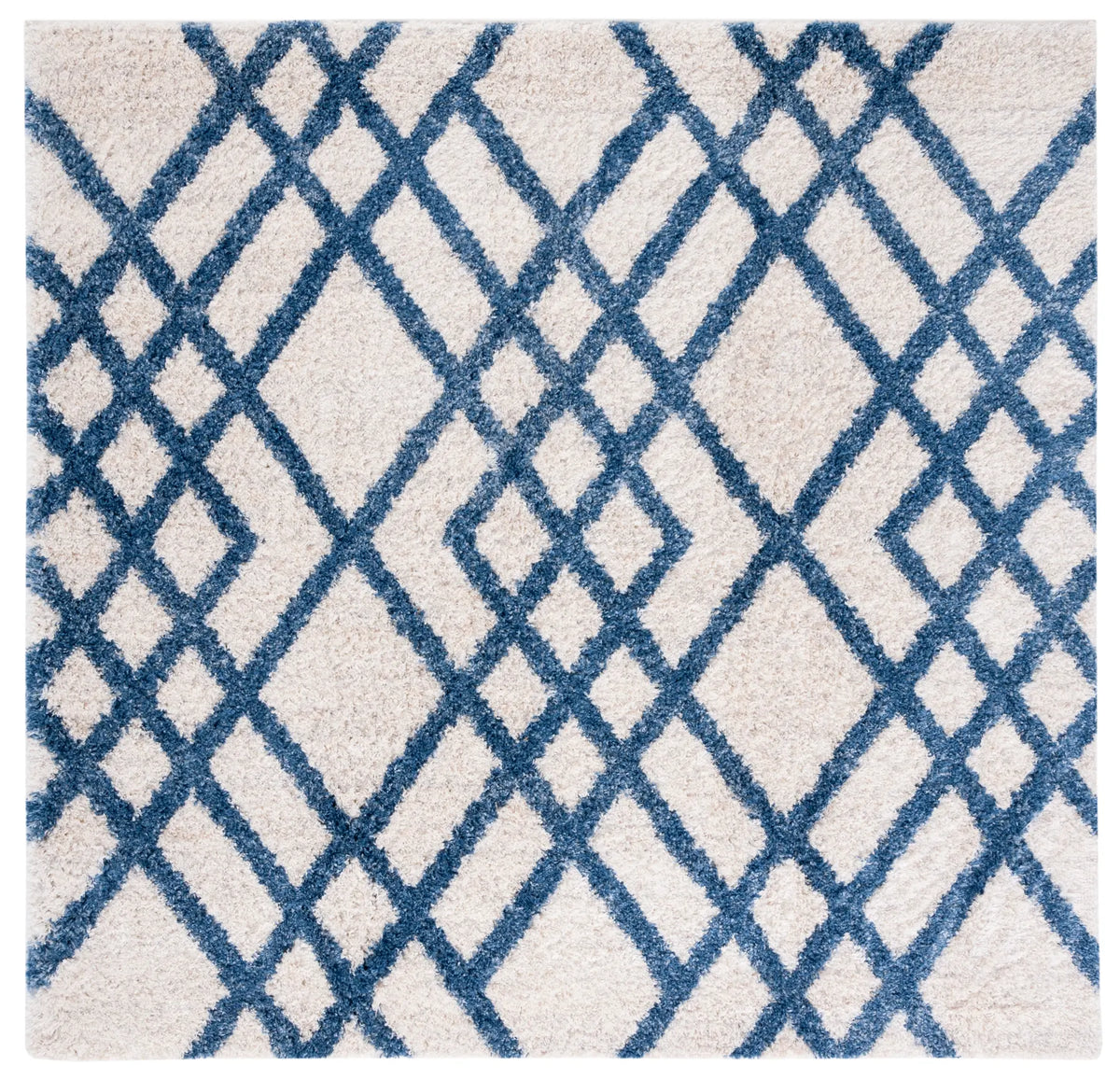 Safavieh Berber Shag 200 6'-7" x 6'-7" Rug in Ivory / Blue