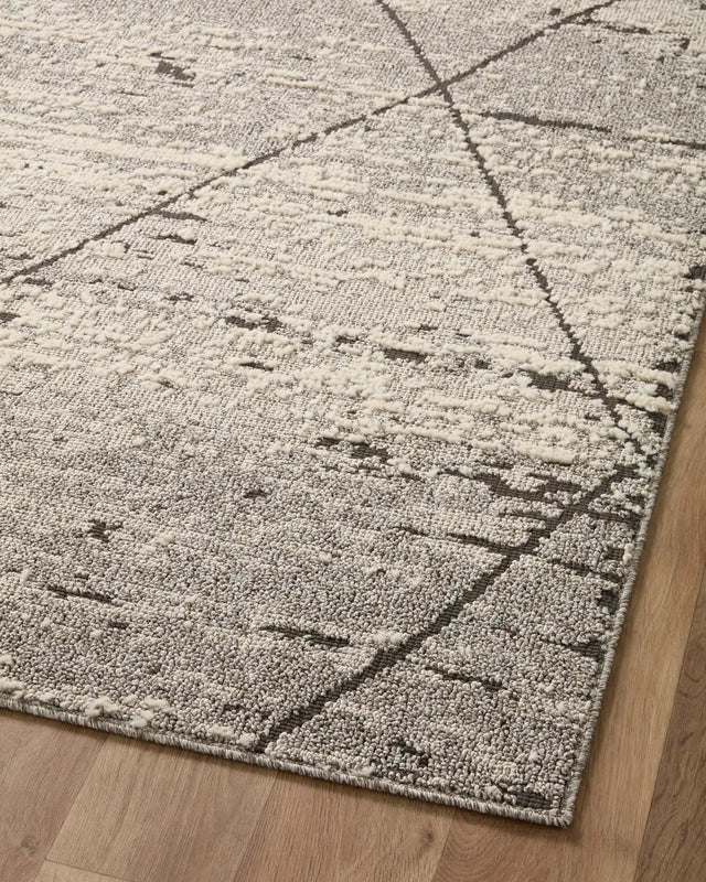 Loloi Fabian Fab-04 Grey/Charcoal Rug - angled corner on wood
