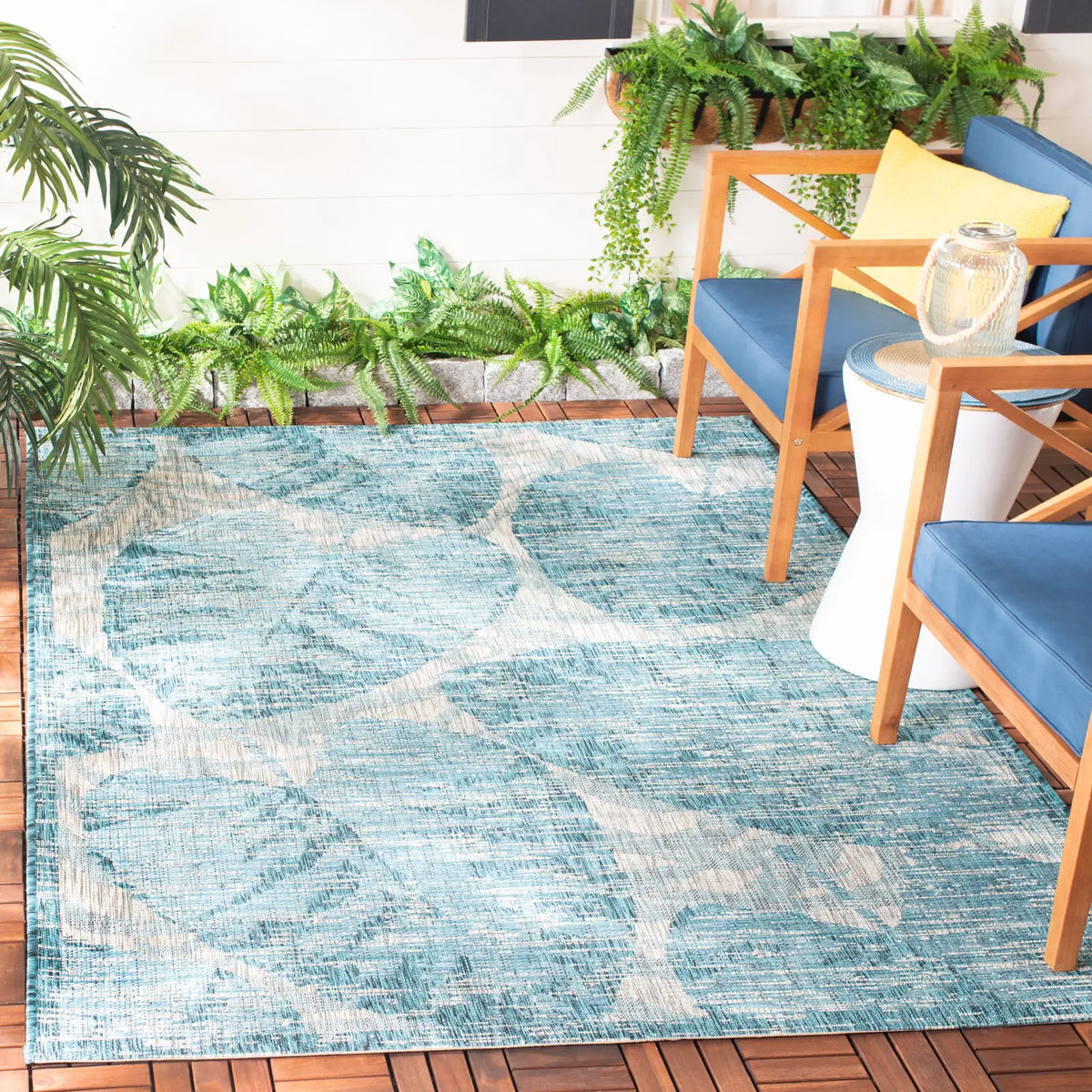 Safavieh Courtyard 5'-3" x 7'-7" Rug in Grey / Aqua