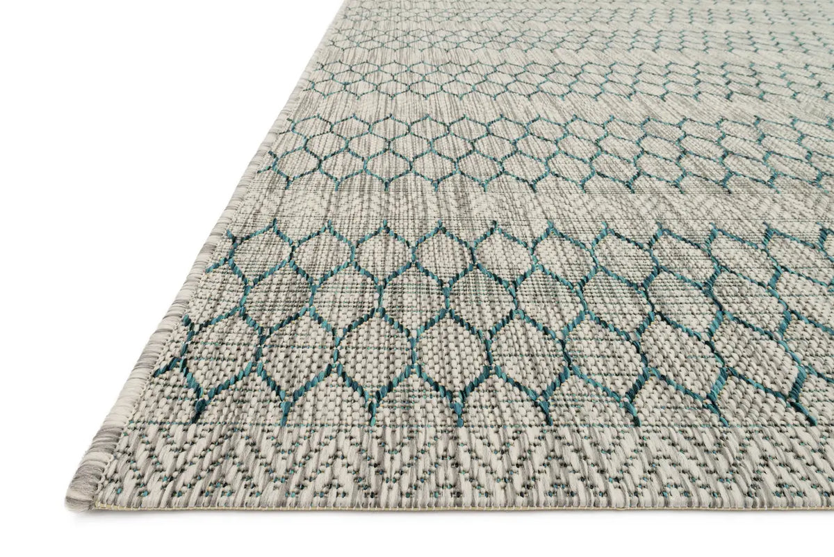 Loloi Isle Ie-01 Grey / Teal Rugs - rug corner