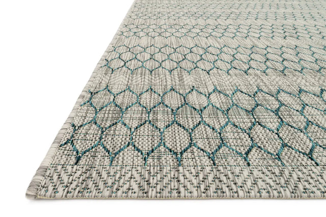 Loloi Isle Ie-01 Grey / Teal Rugs - rug corner