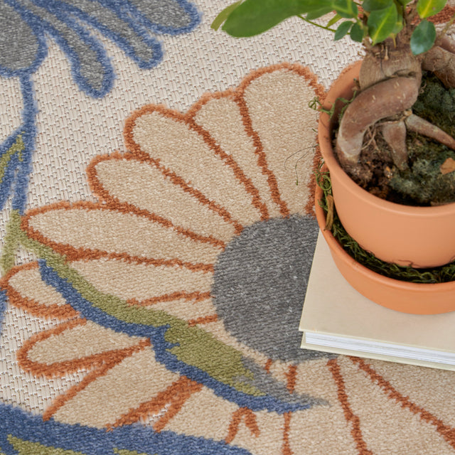 Nourison Aloha ALH33 Machine Made Beige, Multicolor Rug