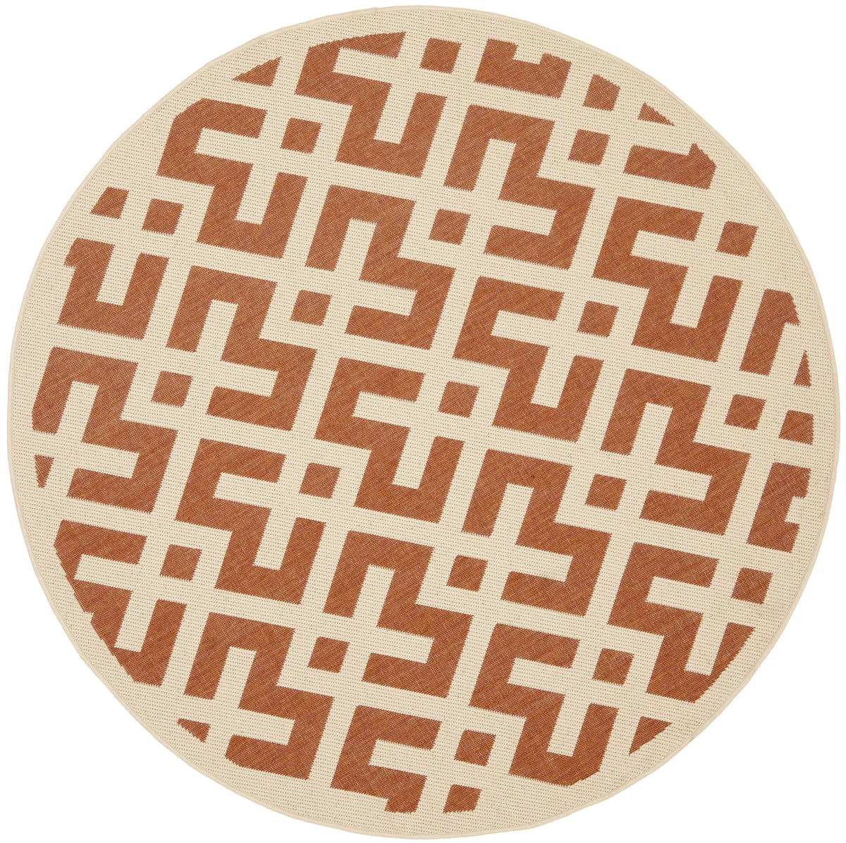 Safavieh Courtyard 5'-3" x 5'-3" Rug in Terracotta / Bone