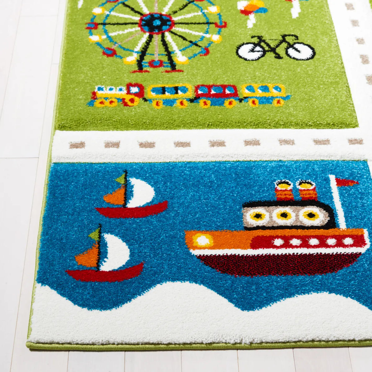 Safavieh Carousel Kids 100 4'-0" x 6'-0" Rug in Green / Beige