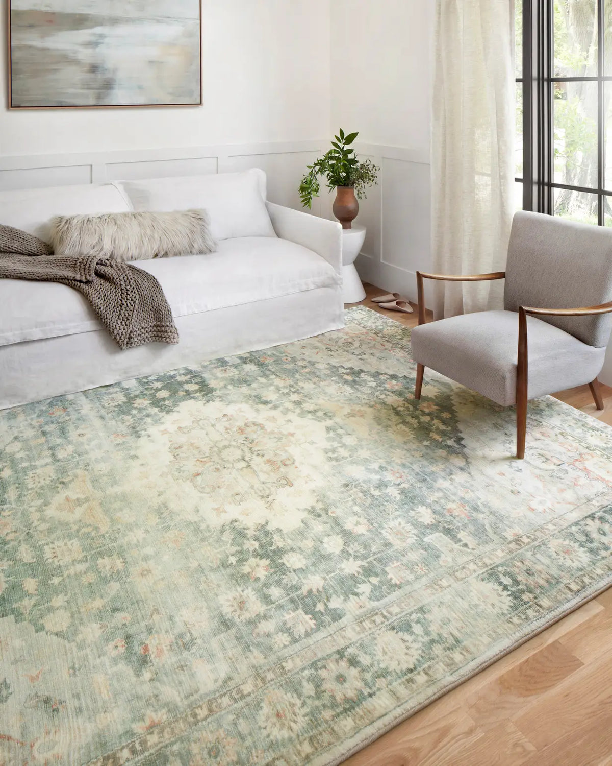 Loloi Rosette Ros-08 Teal/Ivory Rugs - room scene 2