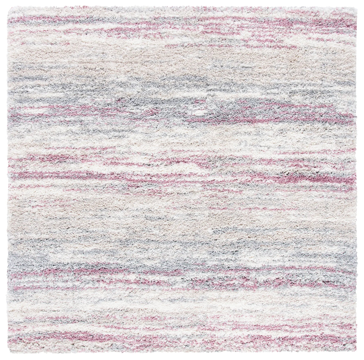 Safavieh Fontana Shag 800 6'-7" x 6'-7" Rug in Ivory / Pink