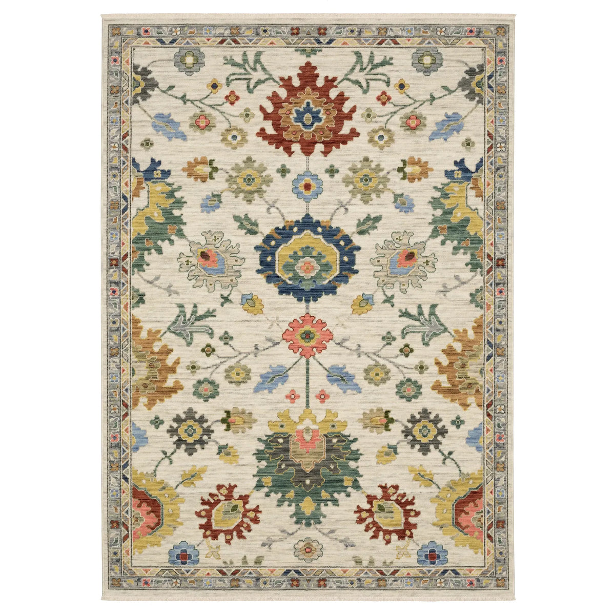 Oriental Weavers Sphinx LUCCA 2888L Ivory Floral Rugs - main flat