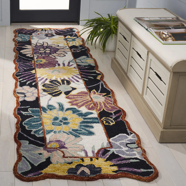 Safavieh Jardin 2'-3" x 8'-0" Rug in Black / Ivory