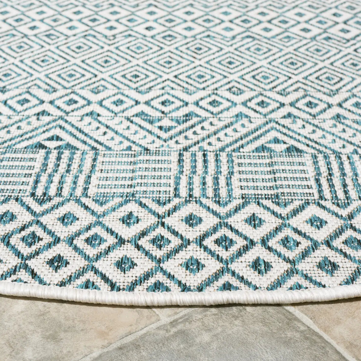 Safavieh Courtyard 6'-7" x 6'-7" Rug in Ivory / Aqua