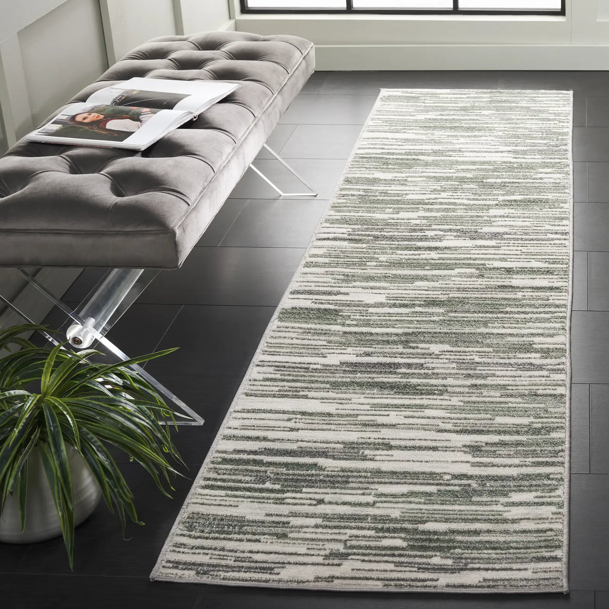 Safavieh Orchard 2'-2" x 8'-0" Rug in Grey / Green