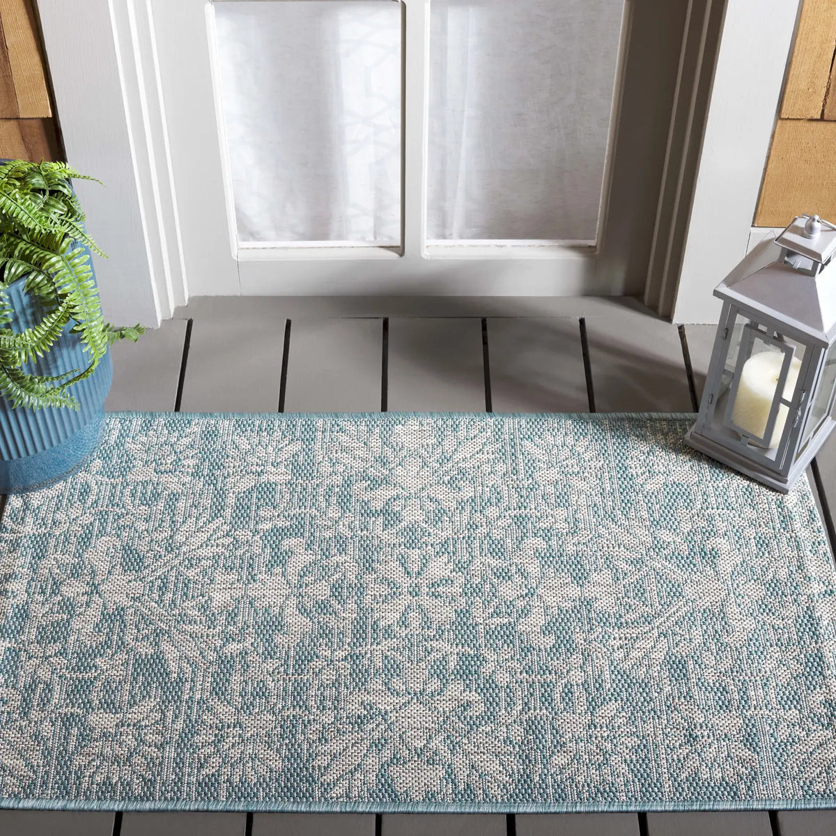Safavieh Courtyard 2'-0" x 3'-7" Rug in Aqua / Grey