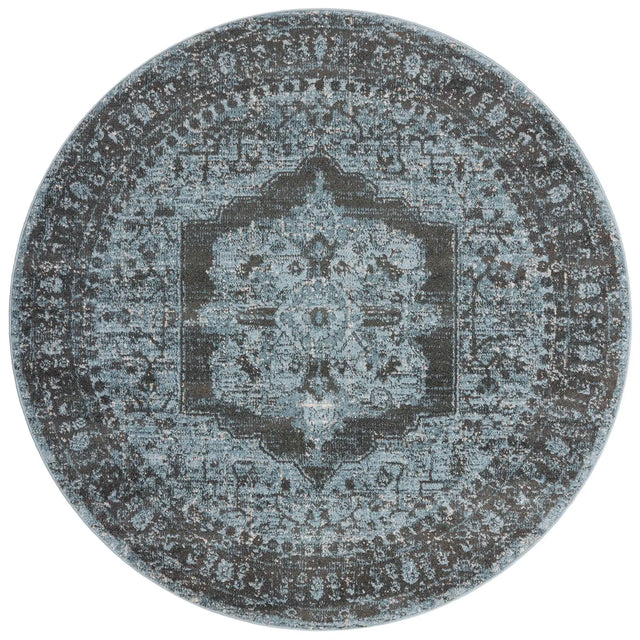 Loloi Odette Odt-08 Sky/Charcoal Rug - round flat