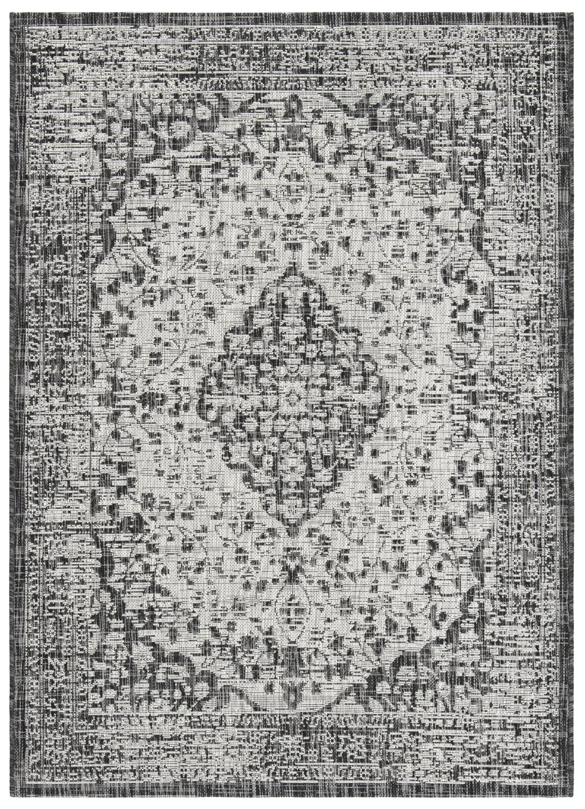 Safavieh Courtyard 4'-0" x 5'-7" Rug in Black / Grey