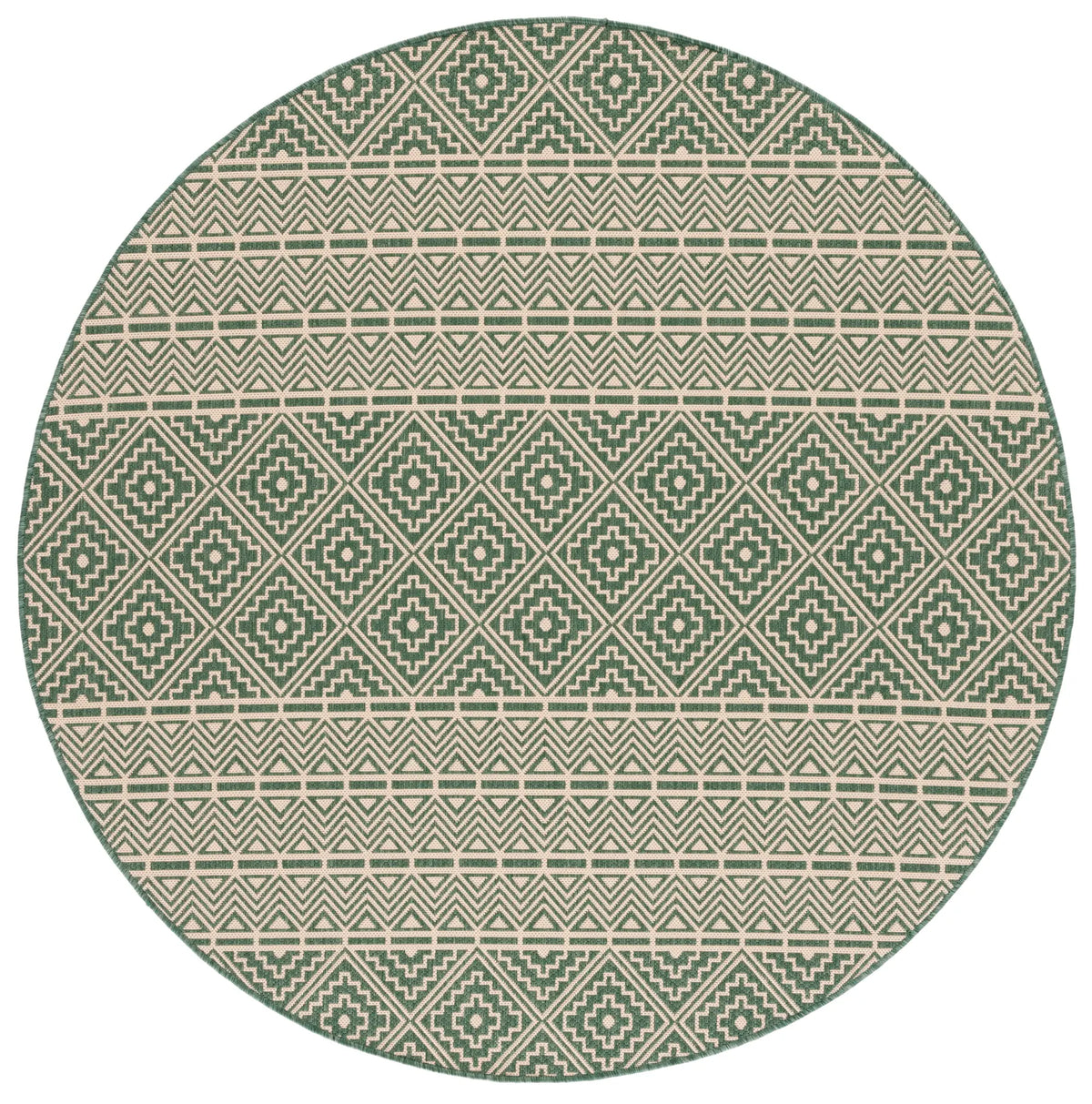 Safavieh Courtyard 6'-7" x 6'-7" Rug in Dark Green / Beige