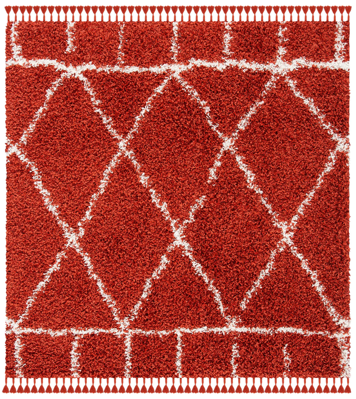 Safavieh Pro Lux Shag 400 6'-7" x 6'-7" Rug in Rust / Creme