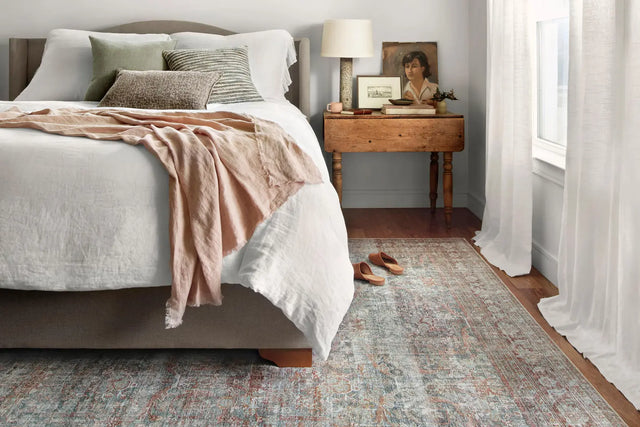 Chris Loves Julia x Loloi Jules 5-Jul Lagoon / Brick Rug - room scene 1 horizontal