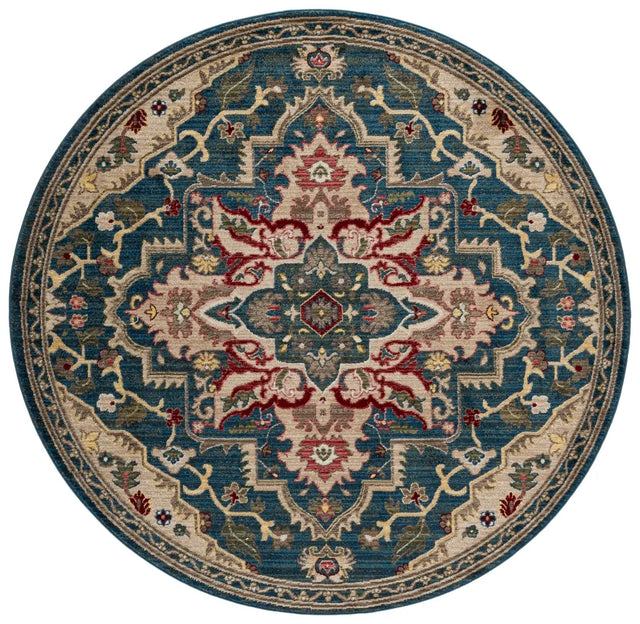 Safavieh Kashan 6'-7" x 6'-7" Rug in Blue / Beige