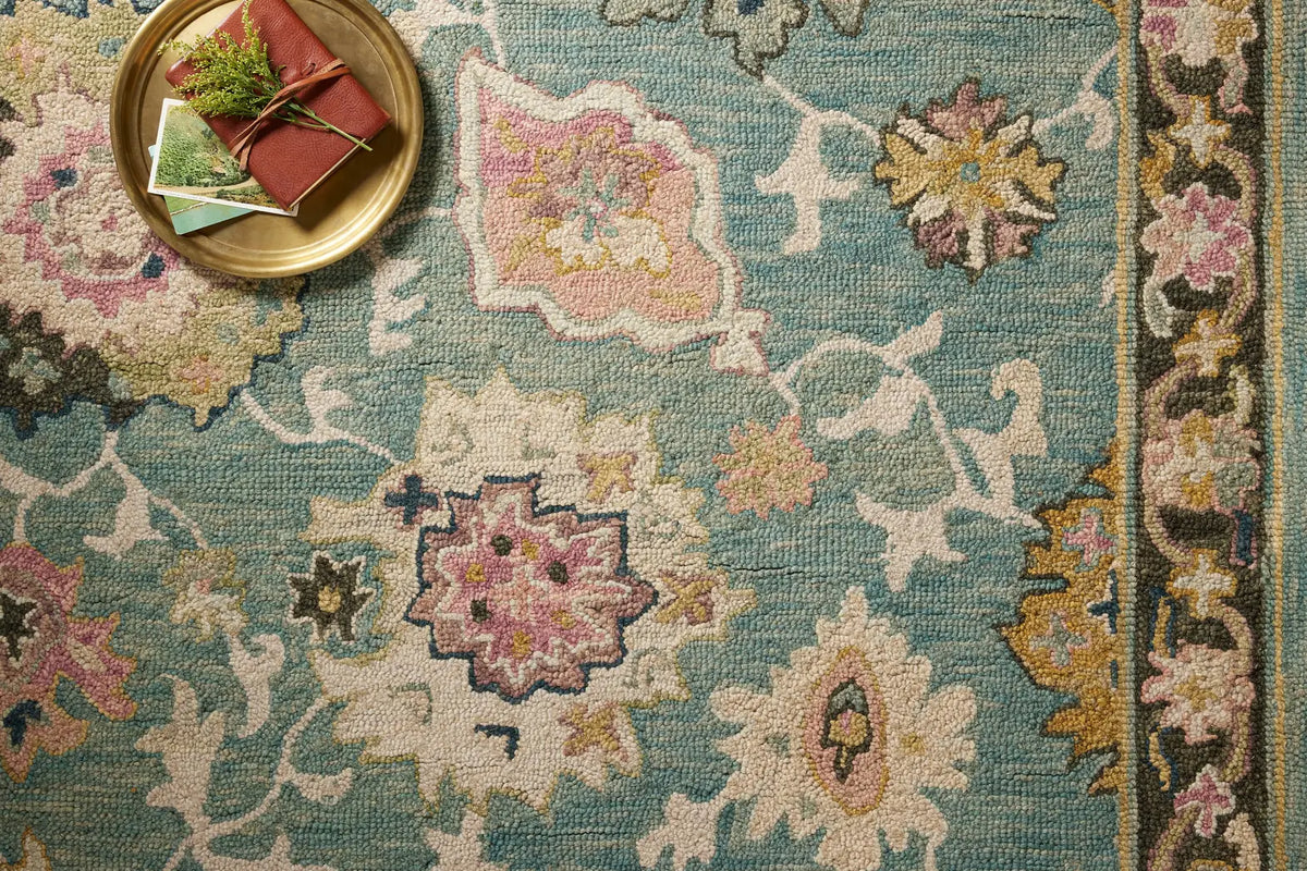 Loloi Padma Pma-04 Teal/Multi Rug - styled aerial 1