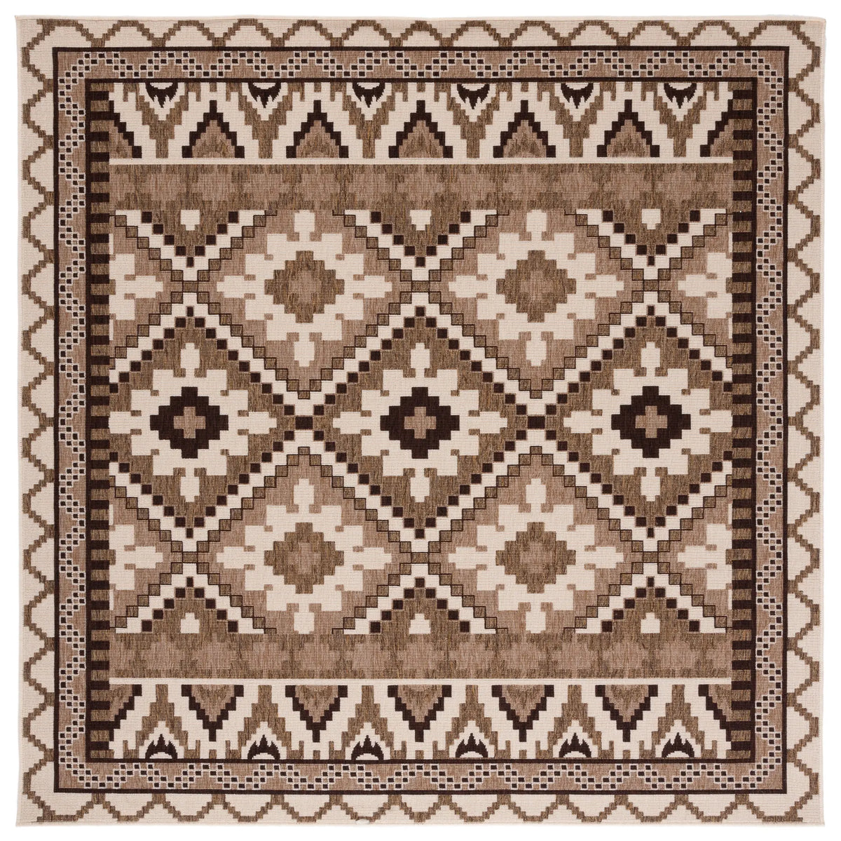Safavieh Veranda 6'-7" x 6'-7" Rug in Creme / Brown