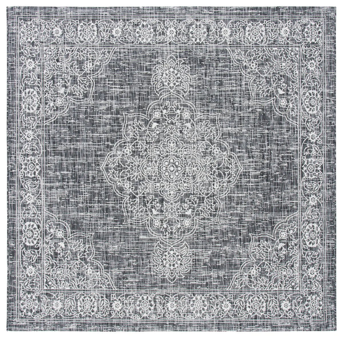 Safavieh Courtyard 6'-7" x 6'-7" Rug in Grey / Black