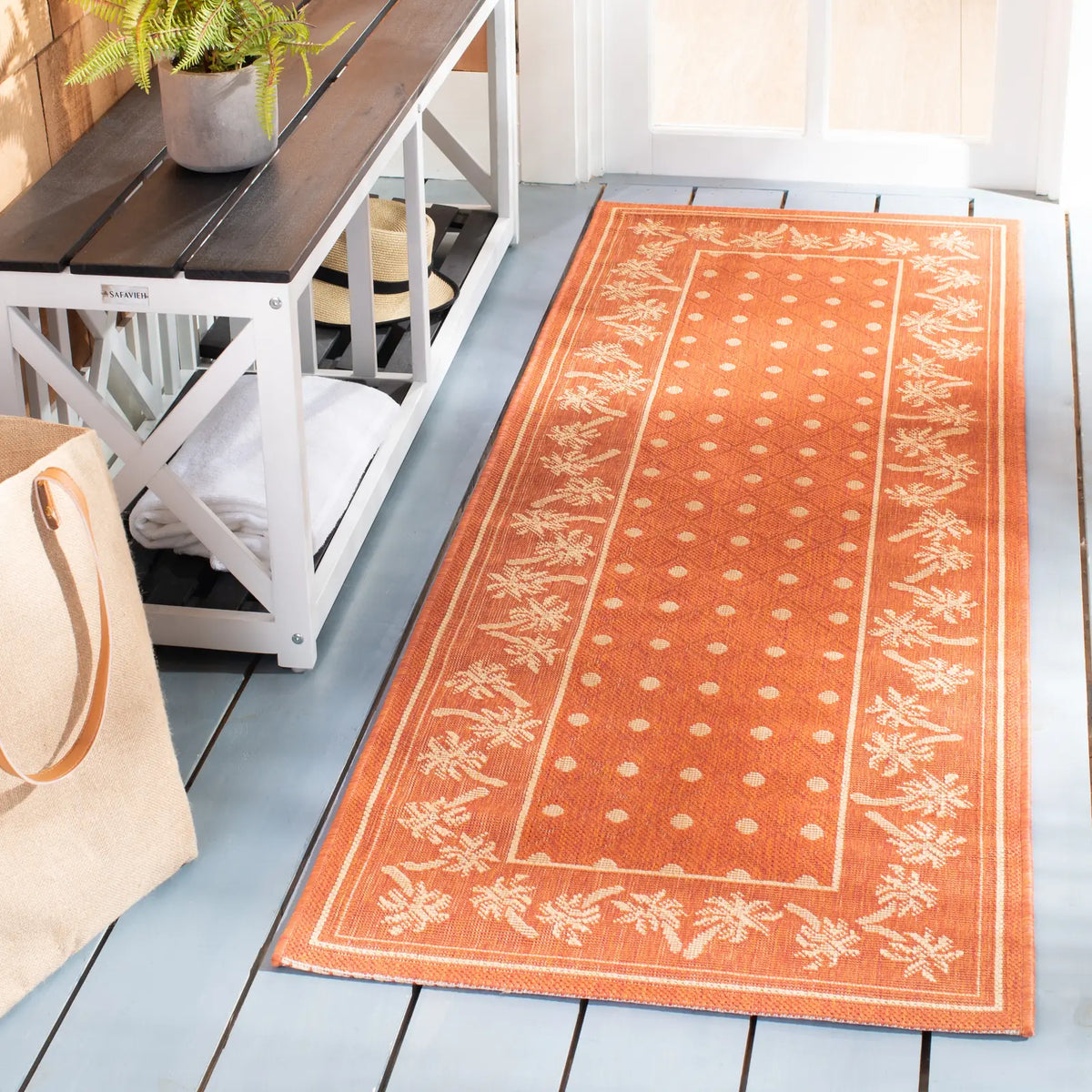 Safavieh Courtyard 2'-3" x 6'-7" Rug in Rust / Sand