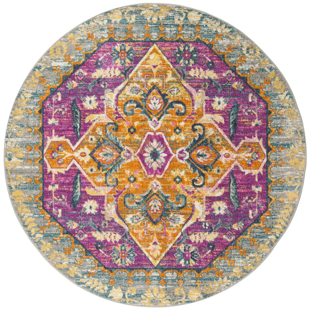 Safavieh Madison 6'-7" x 6'-7" Rug in Light Grey / Fuchsia