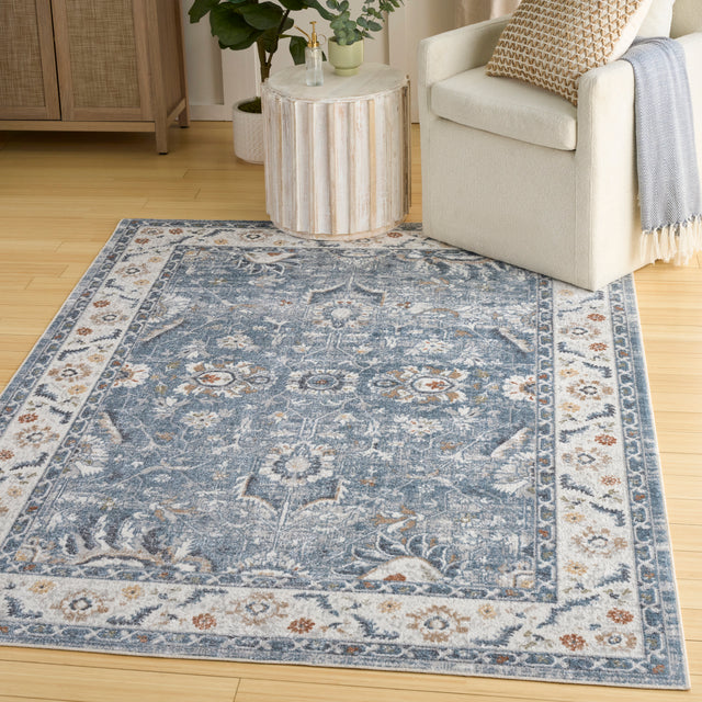 Nourison Astra Machine Washable ASW20 Machine Made Blue Rug