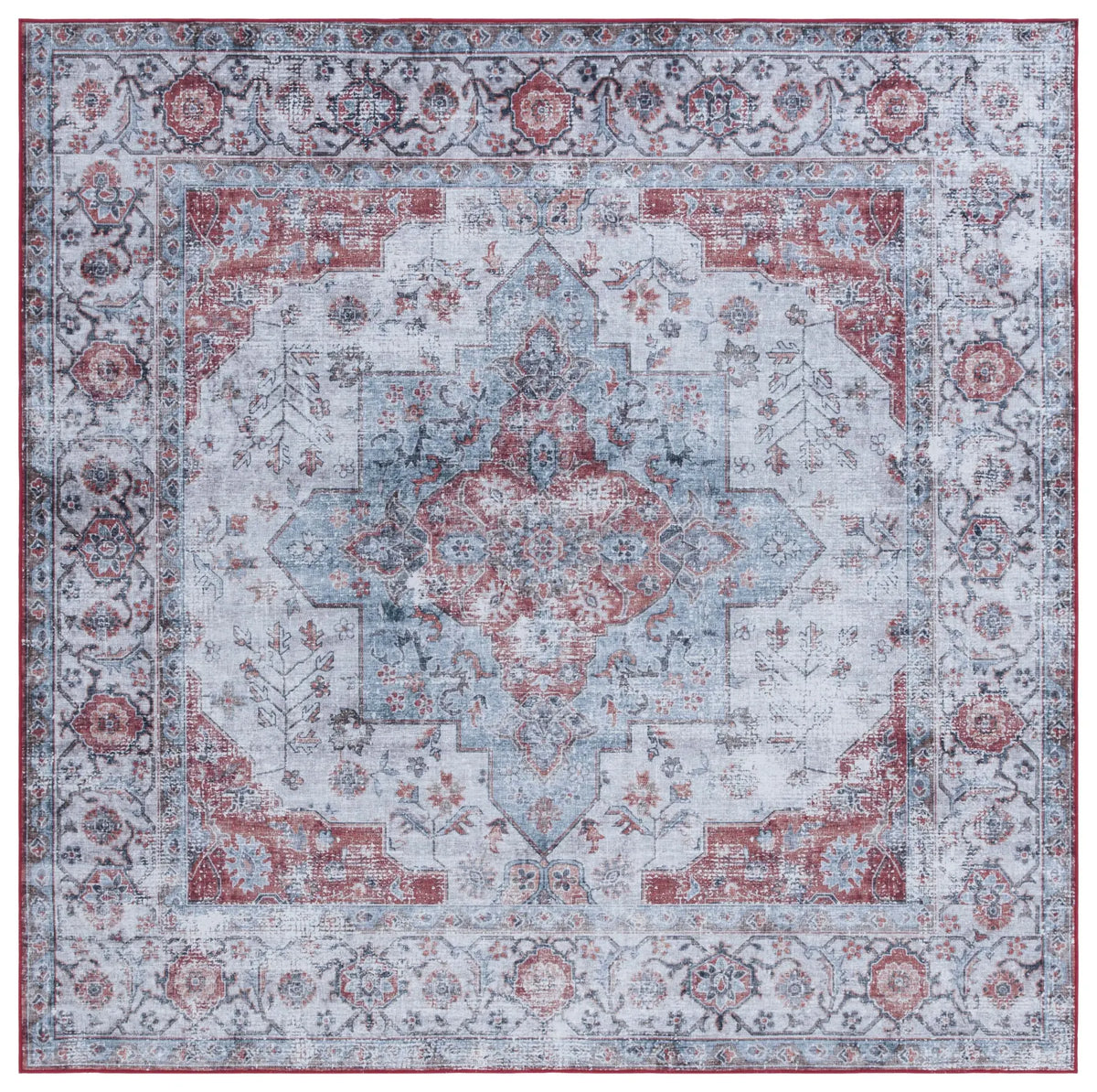 Safavieh Tucson 6'-0" x 6'-0" Rug in Light Blue / Rust
