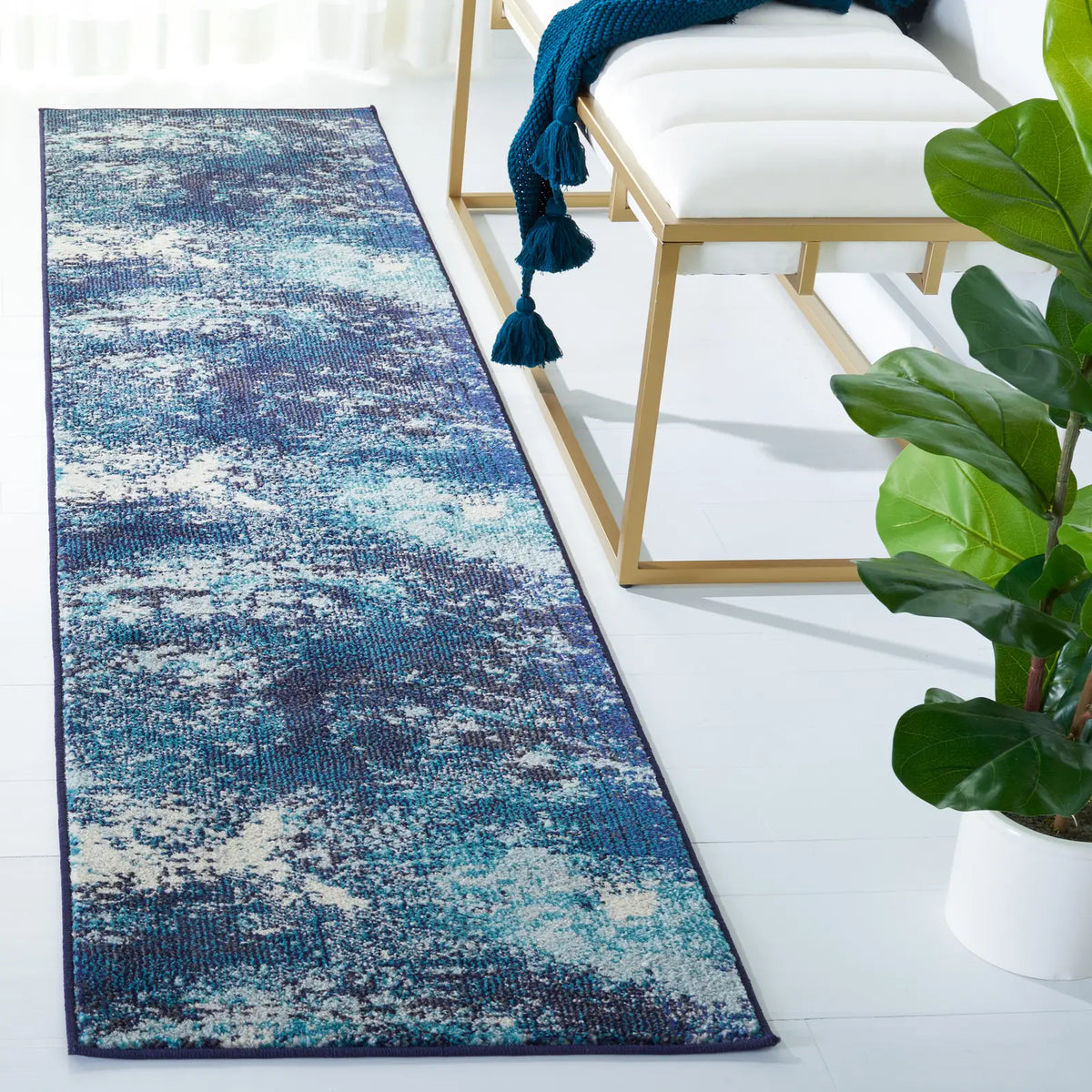Safavieh Madison 2'-2" x 10'-0" Rug in Navy / Ivory