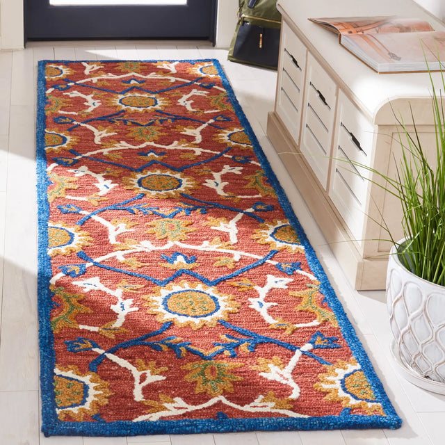 Safavieh Blossom 2'-3" x 8'-0" Rug in Rust / Blue