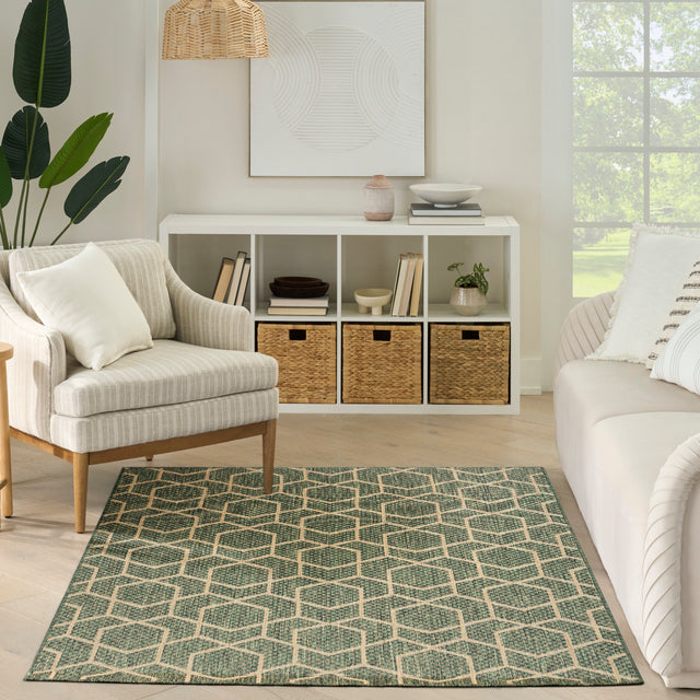 Nourison Horizon Indoor/Outdoor HOZ01 Green Contemporary Area Rugs