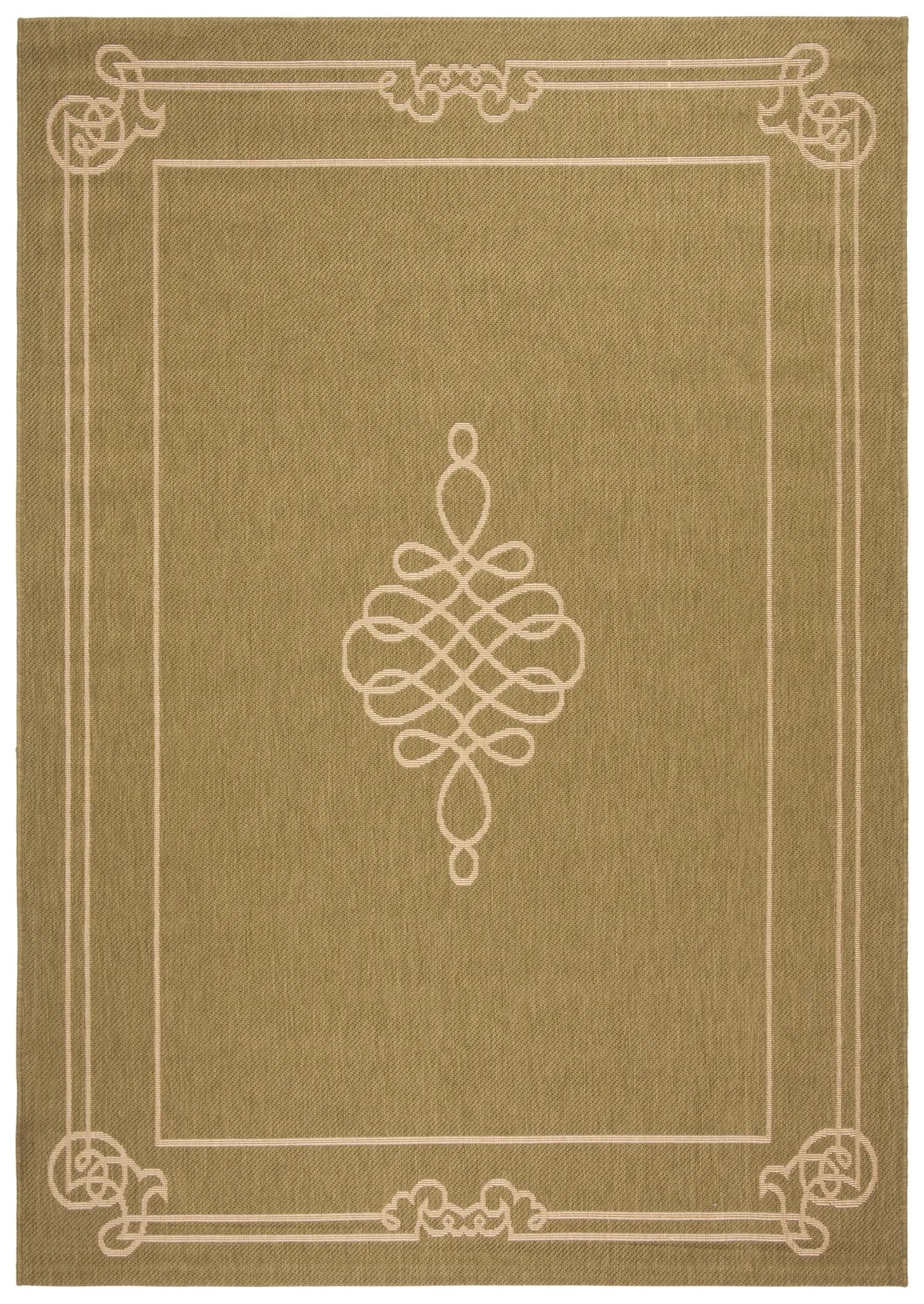 Safavieh Courtyard 4'-0" x 5'-7" Rug in Green / Creme