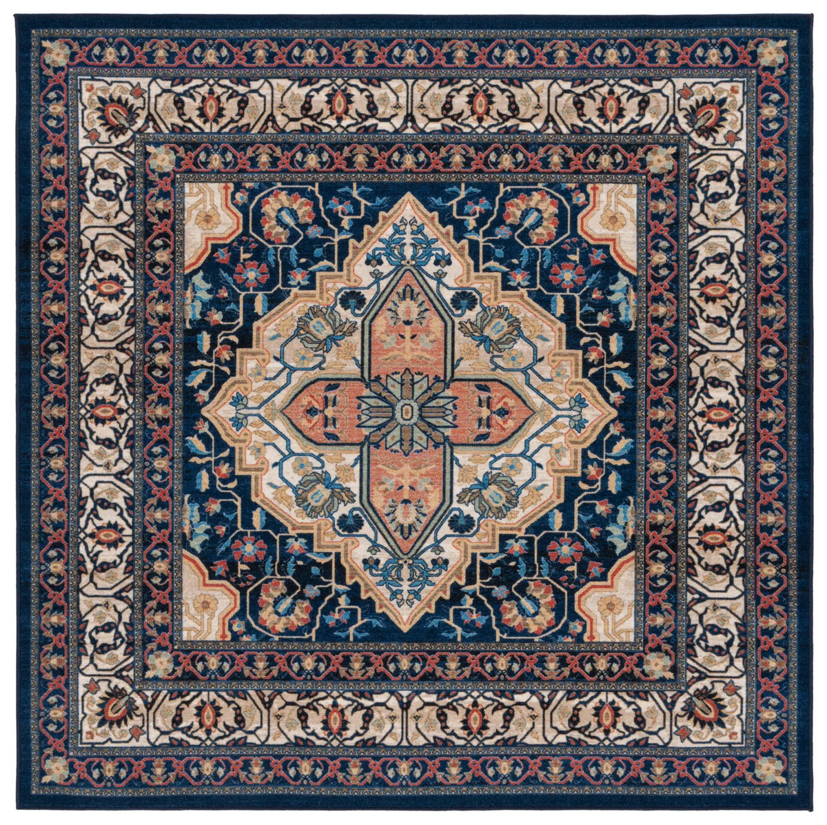 Safavieh Journey 6'-7" x 6'-7" Rug in Navy / Ivory