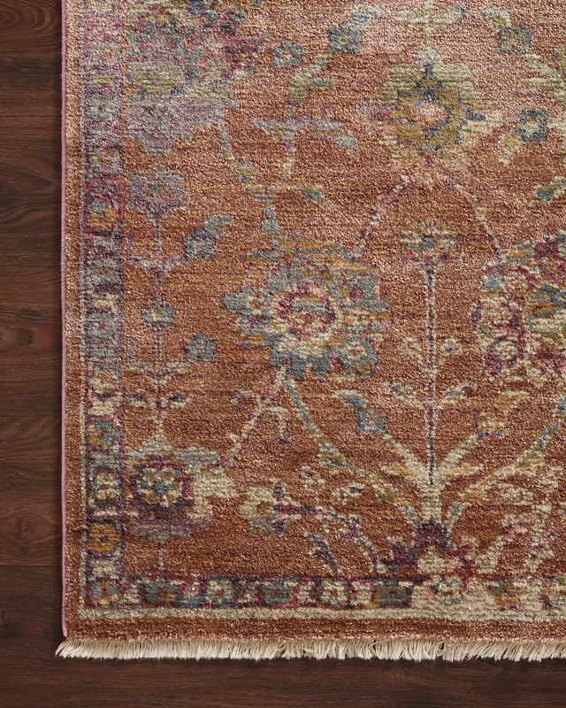 Loloi Giada Gia-05 Terracotta/Multi Rugs - corner on wood