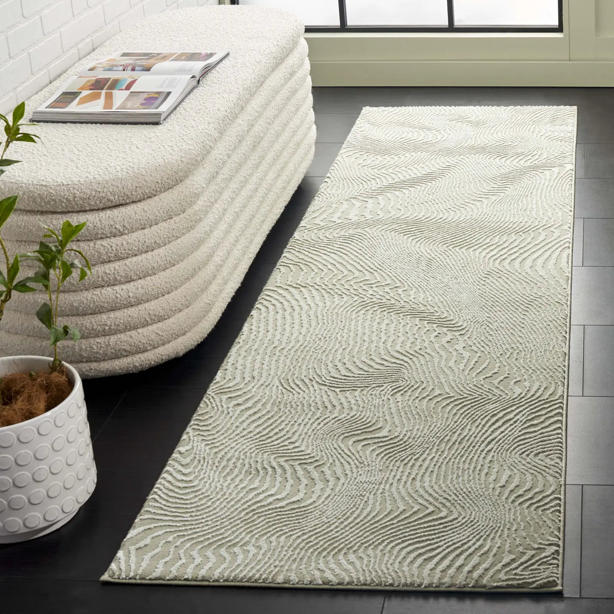Safavieh Revive 2'-3" x 8'-0" Rug in Sage / Ivory