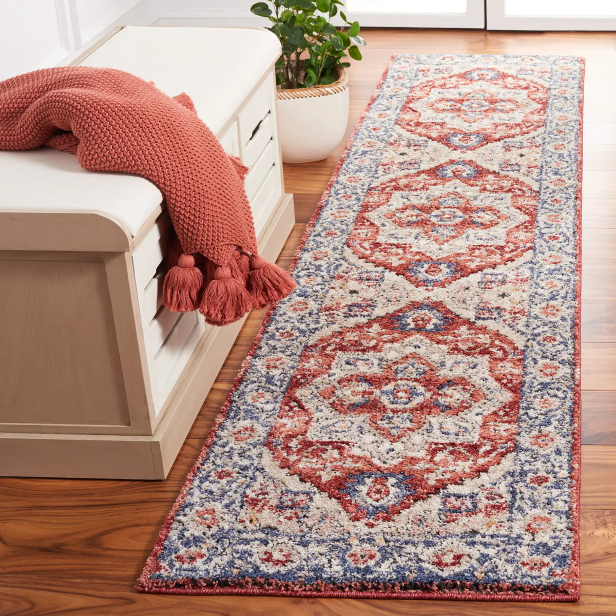 Safavieh Luna 2'-2" x 9'-0" Rug in Beige / Blue Rust