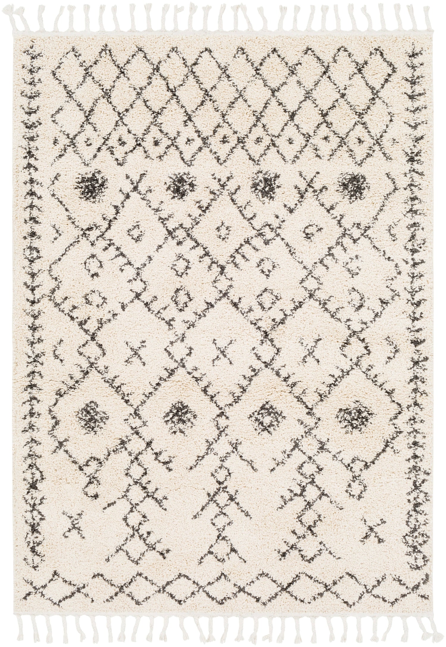 Surya Berber Shag Bbe-2302 Charcoal, Beige Rugs.