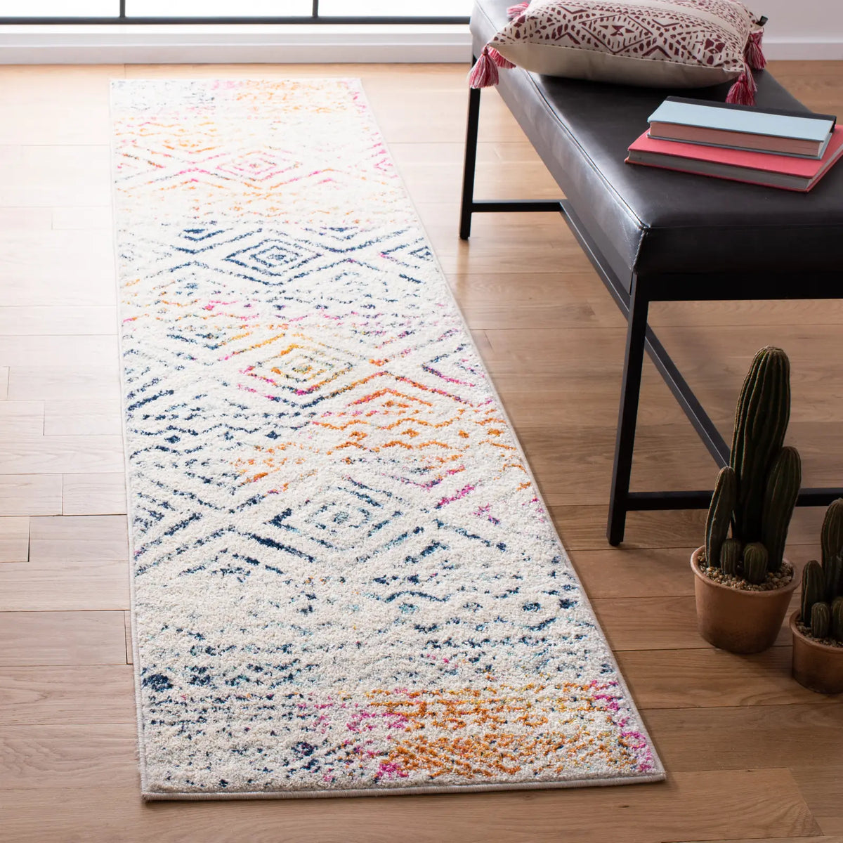 Safavieh Tulum 2'-0" x 10'-0" Rug in Ivory / Fuchsia