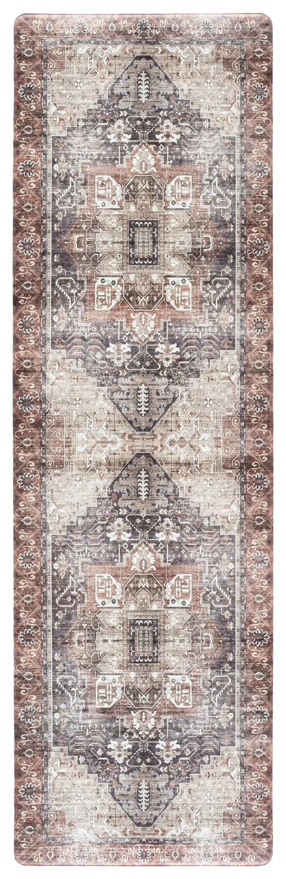 Safavieh Kitchen Mat 100 1'-6" x 5'-0" Rug in Ivory / Purple