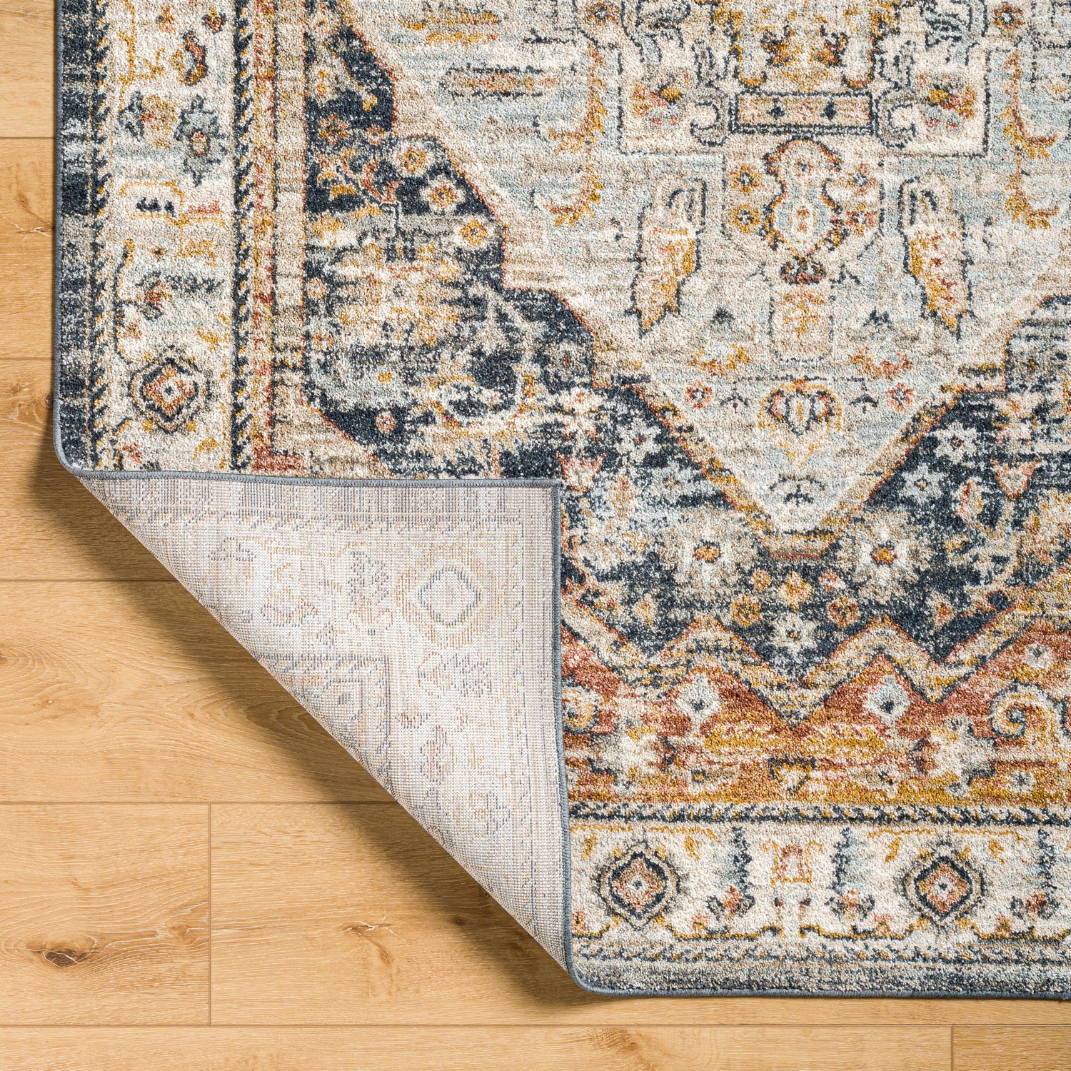 Surya Beckham Bcm-2301 Charcoal, Amber, Off-White, Medium Gray, Medium Brown, Ice Blue Rug.
