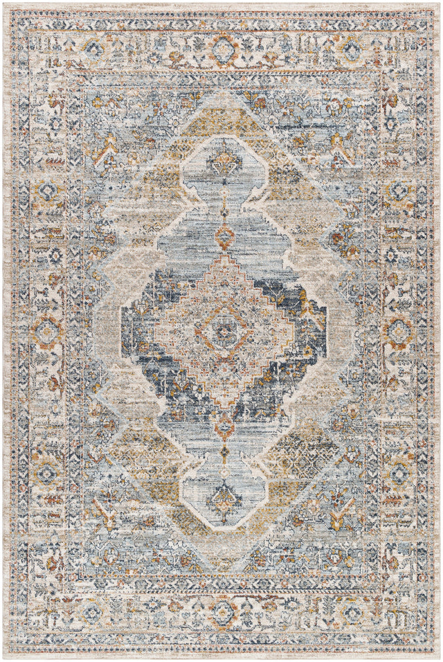 Surya Beckham Bcm-2305 Charcoal, Off-White, Light Slate, Amber, Ice Blue, Medium Brown Rug.